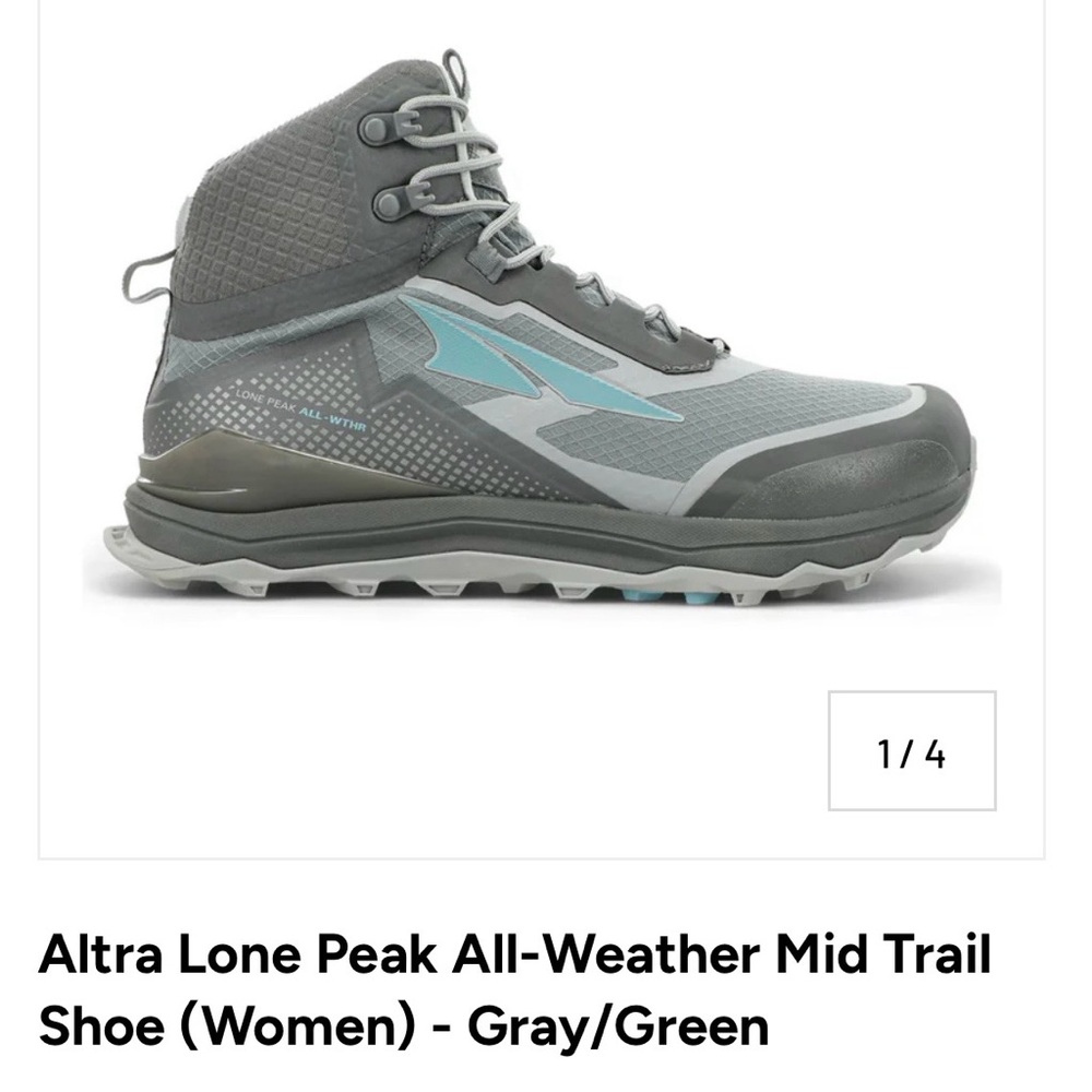 Altra Women's Lace-Up Mid Trail Boots - Gray with Teal Accents